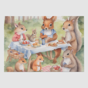  Watercolor Picnic with Woodland Friends decoupage Tissue Paper