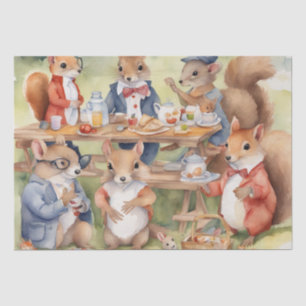  Watercolor Picnic with Woodland Friends decoupage Tissue Paper