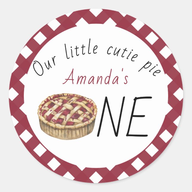 Watercolor Pie Kids Birthday Classic Round Sticker (Front)