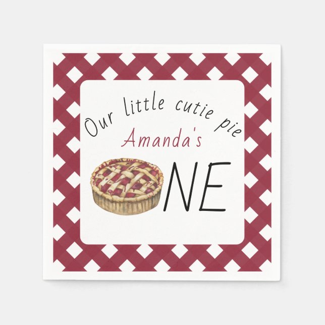 Watercolor Pie Kids Birthday Napkin (Front)