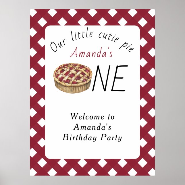 Watercolor Pie Kids Birthday Poster (Front)