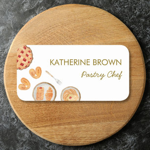 Watercolor Pie Pastry Food Illustration Name Tag