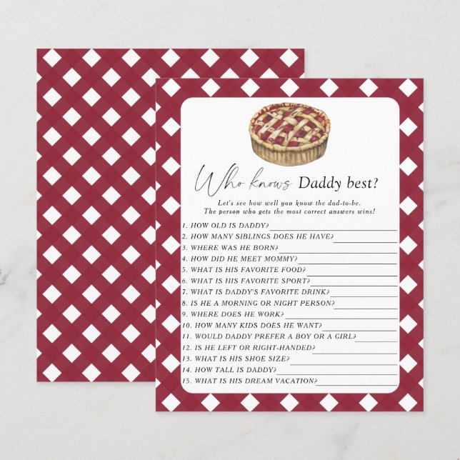 Watercolor pie - Who knows daddy best game (Front/Back)
