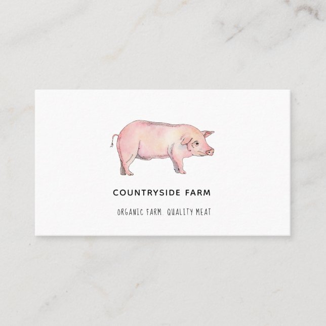 Watercolor Pig  Business Card (Front)