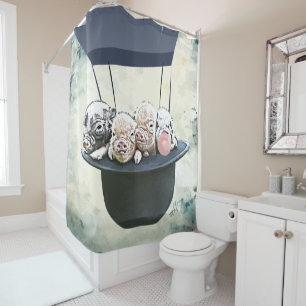 Watercolor Piggies with Bubblegum Shower Curtain