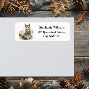Watercolor Pilgrim Fox Fall Return Address