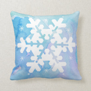 Watercolor Pillow: Frozen Snowflake Cushion