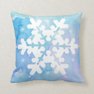 Watercolor Pillow: Frozen Snowflake Cushion