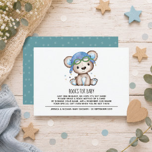 Watercolor Pilot Teddy Bear Books for Baby Enclosure Card