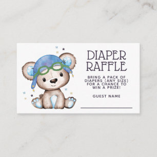 Watercolor Pilot Teddy Bear Diaper Raffle Enclosure Card