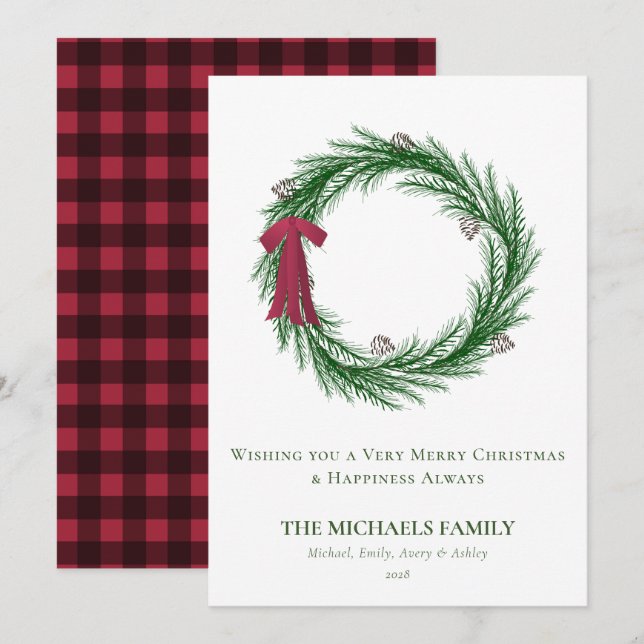 Watercolor Pine and Pine Cones Christmas Holiday  (Front/Back)