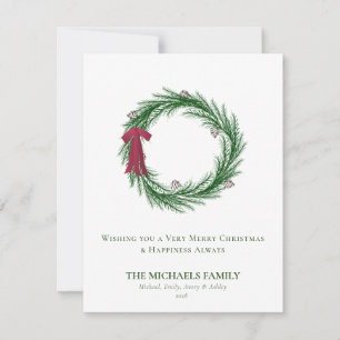 Watercolor Pine and Pine Cones Christmas Holiday  Card