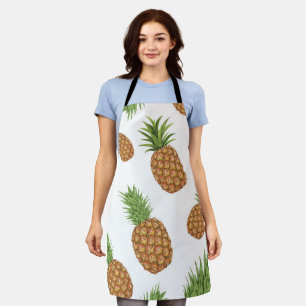 Watercolor pine-apple pattern 1 apron