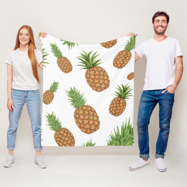 Watercolor pine-apple pattern 1 fleece blanket (In Situ)