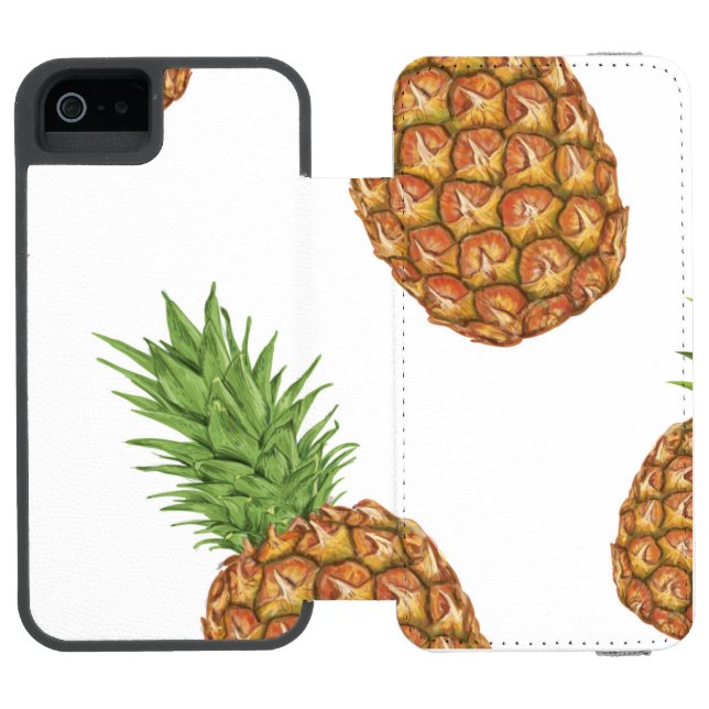 Watercolor pine-apple pattern 1 incipio iPhone wallet case (Folio Open)