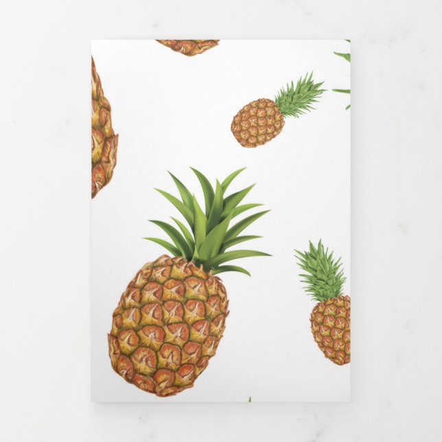 Watercolor pine-apple pattern 1 Tri-Fold holiday card (Cover)