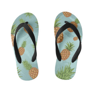 Watercolor pine-apple pattern 2 kid's flip flops