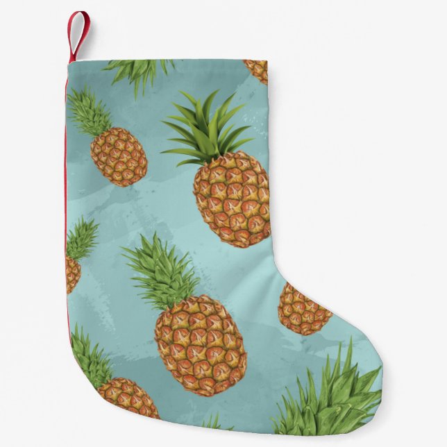 Watercolor pine-apple pattern 2 small christmas stocking (Front)