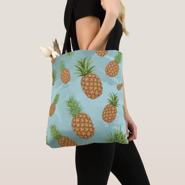 Watercolor pine-apple pattern 2 tote bag (Close Up)