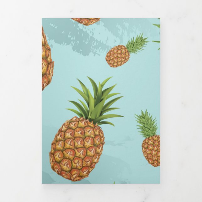 Watercolor pine-apple pattern 2 Tri-Fold holiday card (Cover)