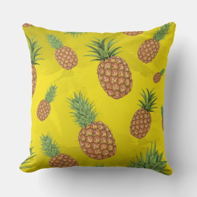 Watercolor pine-apple pattern 3 cushion (Front)