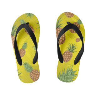 Watercolor pine-apple pattern 3 kid's flip flops