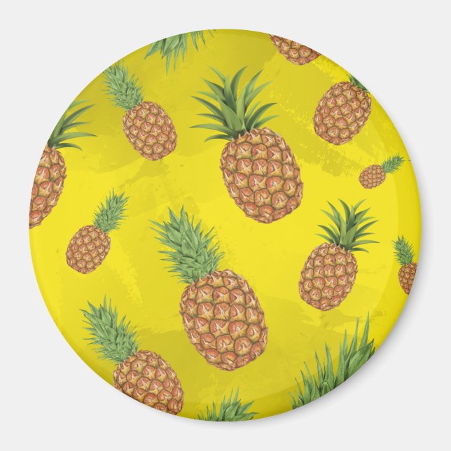 Watercolor pine-apple pattern 3 magnet (Front)