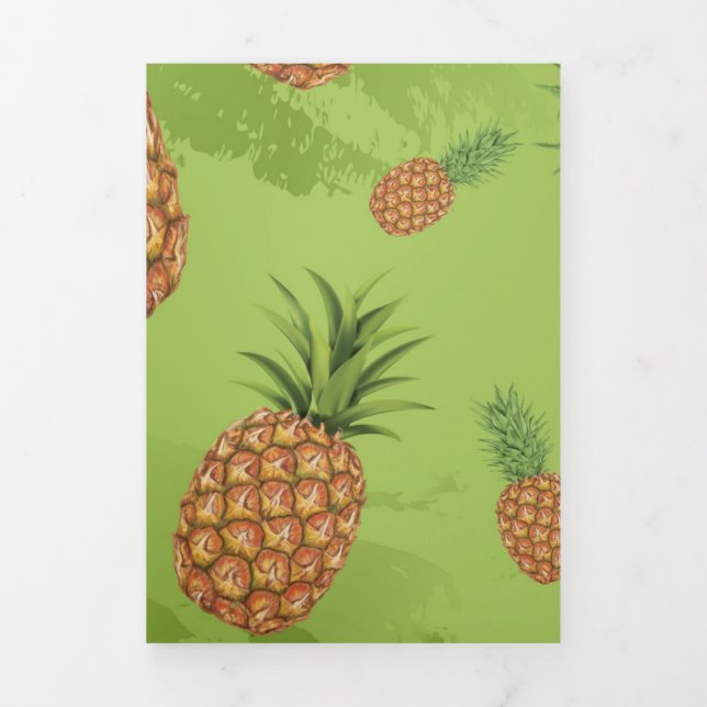 Watercolor pine-apple pattern 4 Tri-Fold holiday card (Cover)
