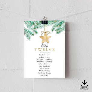 Watercolor Pine Bough Winter Wedding Seating Chart Invitation