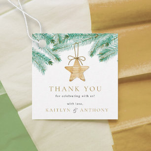 Watercolor Pine Boughs Christmas Winter Wedding Favour Tags