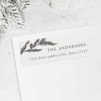 Watercolor Pine Branch Christmas Return Address