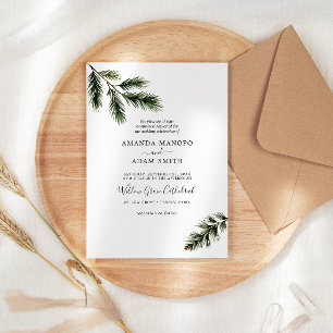 Watercolor Pine Branch Wedding Party Invitation