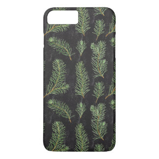 Watercolor pine branches on black background. iPhone 8 plus/7 plus case