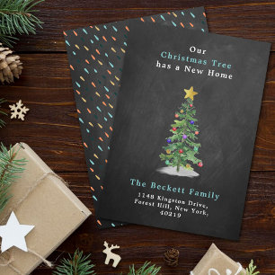 Watercolor Pine Christmas Tree New Home Holiday Card