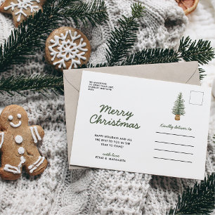 Watercolor Pine Christmas Tree Simple Holiday Post