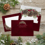 Watercolor Pine Christmas Winter Berries Wedding  Envelope<br><div class="desc">Decorated with bouquets of pinecones and evergreen greenery and holly berries, with a burgundy background and the return names and address on the flap, these rustic watercolor wedding invitation envelopes add the finishing touch to your matching invitation suite. These envelopes can also be used for Christmas cards, bridal showers, Christmas...</div>