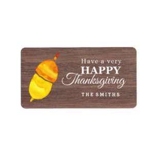 Watercolor Pine cone Thanksgiving Label
