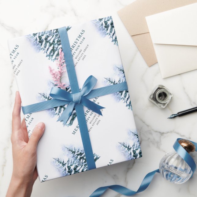 Watercolor Pine Cones Christmas Tree Holiday Wrapping Paper (Gifting)