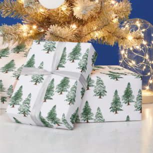 Watercolor Pine Cones Christmas Tree Holiday Wrapping Paper
