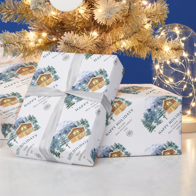 Watercolor Pine Cones Christmas Tree Holiday Wrapping Paper (Holidays)