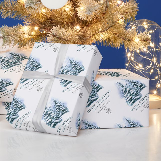 Watercolor Pine Cones Christmas Tree Holiday Wrapping Paper (Holidays)