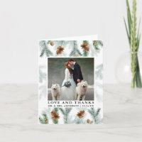Watercolor Pine Cones Love Thanks Wedding Note