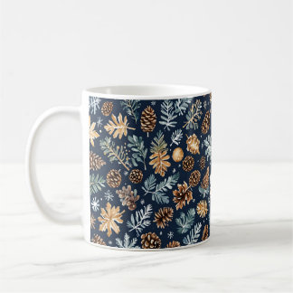 Watercolor Pine Cones Winter Pattern Mug