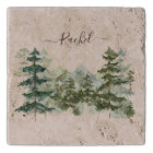 Watercolor Pine Forest and mountain Rustic