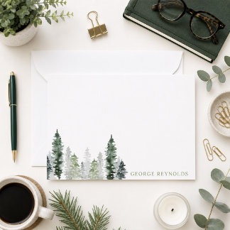 Watercolor Pine Forest Card