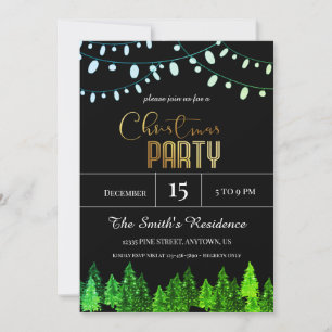 Watercolor Pine Forest Christmas Invitation