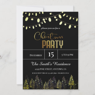 Watercolor Pine Forest Christmas Invitation