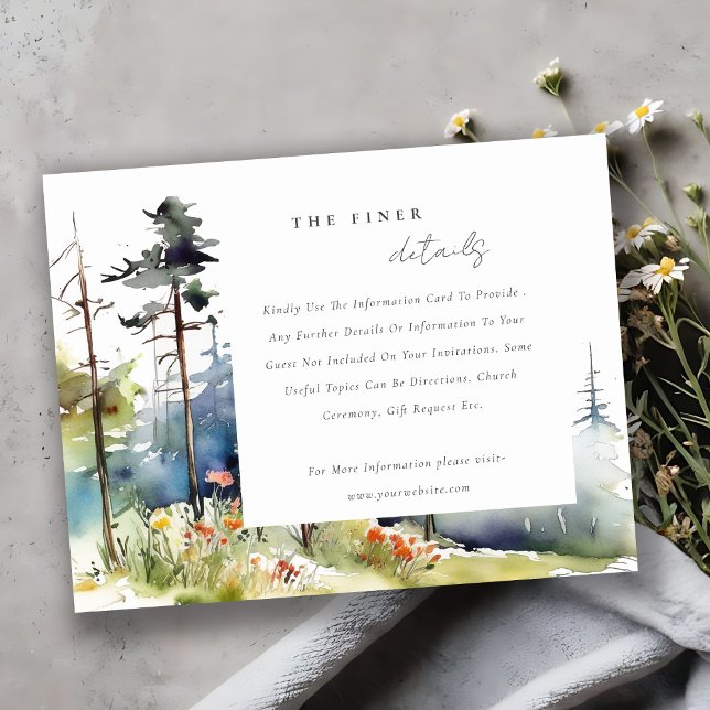 Watercolor Pine Forest Landscape Wedding Details Enclosure Card (Creator Uploaded)