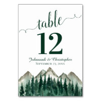 Watercolor Pine Forest & Mountains Rustic Wedding