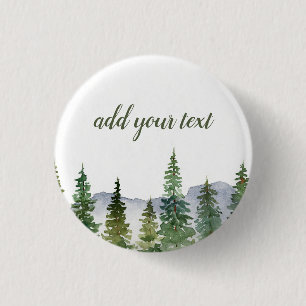 Watercolor Pine Forest Personalised  3 Cm Round Badge